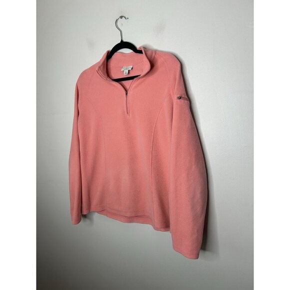 LL Bean Jacket Pink Fleece 1/4 Zip Pullover Lightweight Womens Size Large - Picture 2 of 9